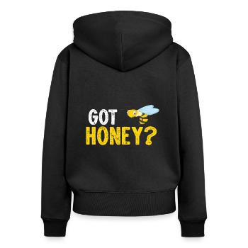 Got Honey? - Frauen Premium Bio Zip Hoodie - Schwarz - Hinten - Julia (174cm)
