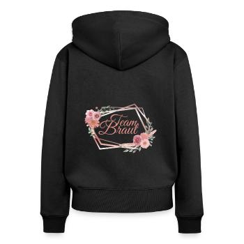Team braut für den JGA oder Hochzeit - Frauen Premium Bio Zip Hoodie - Schwarz - Hinten - Julia (174cm)