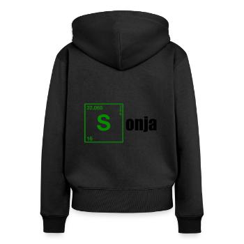 Sonja Geschenk black - Frauen Premium Bio Zip Hoodie - Schwarz - Hinten - Julia (174cm)