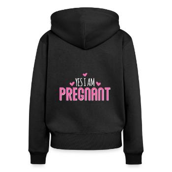 Yes, i am pregnant - Frauen Premium Bio Zip Hoodie - Schwarz - Hinten - Julia (174cm)