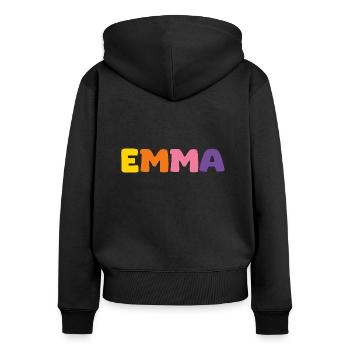 Name - Emma - Women's Premium Organic Zip Hoodie - black - Back - Julia (174cm)