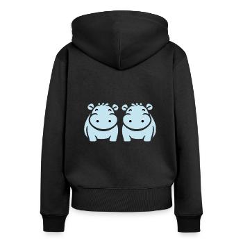 amour petit hippopotame - Sweat à capuche zippé Premium bio Femme - noir - Dos - Julia (174cm)