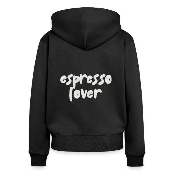Espresso Lover - Women's Premium Organic Zip Hoodie - black - Back - Julia (174cm)