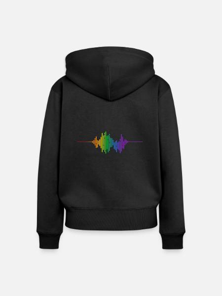 Regenbogen-Schallwelle - Frauen Premium Bio Zip Hoodie - Schwarz