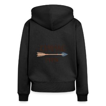 camping crew - Frauen Premium Bio Zip Hoodie - Schwarz - Hinten - Julia (174cm)