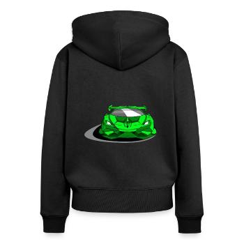 Lambo voiture de sport verte - Sweat à capuche zippé Premium bio Femme - noir - Dos - Julia (174cm)