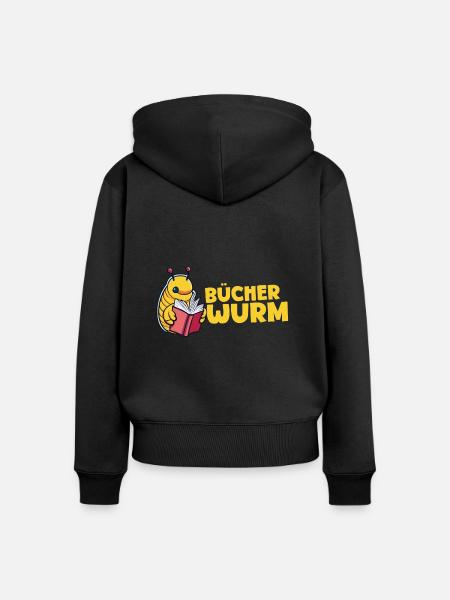 Bücherwurm - Frauen Premium Bio Zip Hoodie - Schwarz