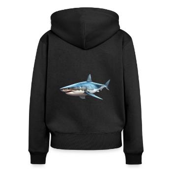 Haie gelten immer als gefährlichen Menschenfresser - Frauen Premium Bio Zip Hoodie - Schwarz - Hinten - Julia (174cm)