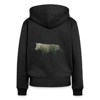 Loup de glace - Sweat à capuche zippé Premium bio Femme - noir - Dos - Julia (174cm)
