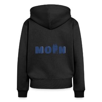 Moin mit Surfer - Frauen Premium Bio Zip Hoodie - Schwarz - Hinten - Julia (174cm)