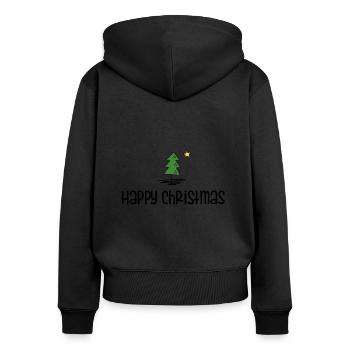 Joyeux Noël - Sweat à capuche zippé Premium bio Femme - noir - Dos - Julia (174cm)