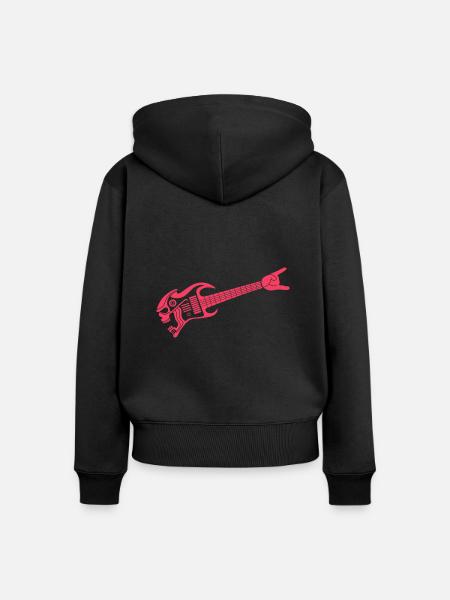 Gitarre Rot Logo - Frauen Premium Bio Zip Hoodie - Schwarz