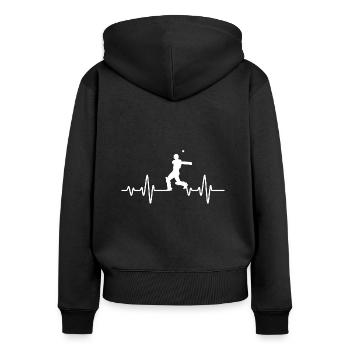 Lustiges Kricket Spruch Vintage Cricket Spiel - Frauen Premium Bio Zip Hoodie - Schwarz - Hinten - Julia (174cm)