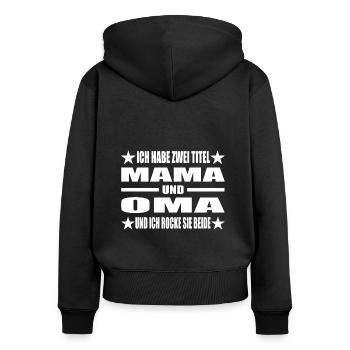 Mama - Frauen Premium Bio Zip Hoodie - Schwarz - Hinten - Julia (174cm)