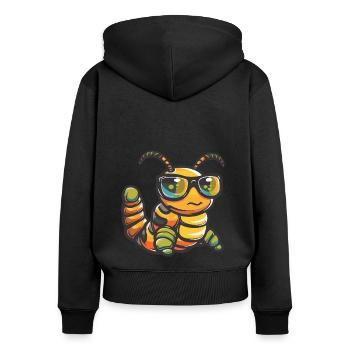 ver animal - Sweat à capuche zippé Premium bio Femme - noir - Dos - Julia (174cm)