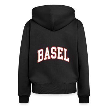 Bâle - Sweat à capuche zippé Premium bio Femme - noir - Dos - Julia (174cm)