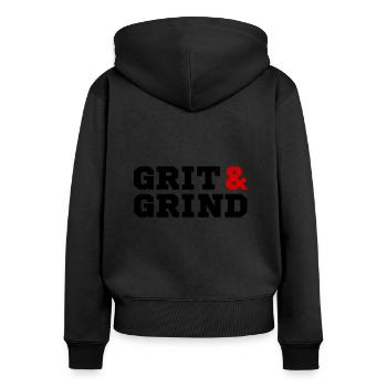 Grit and Grind (black/red) - Women's Premium Organic Zip Hoodie - black - Back - Julia (174cm)