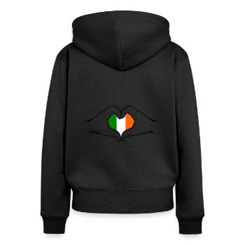 Ireland Heart Shape - Women's Premium Organic Zip Hoodie - black - Back - Julia (174cm)