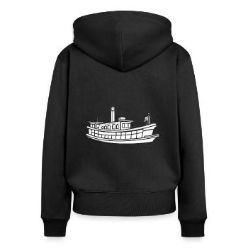 Bateau humour péniche - Sweat à capuche zippé Premium bio Femme - noir - Dos - Julia (174cm)