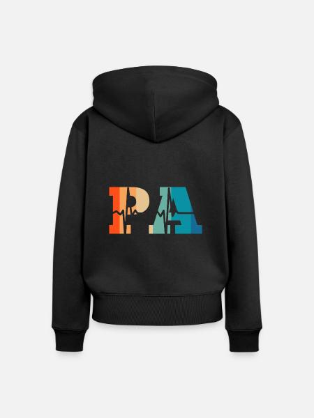 Herzschlag Retro Arzthelferin - Frauen Premium Bio Zip Hoodie - Schwarz