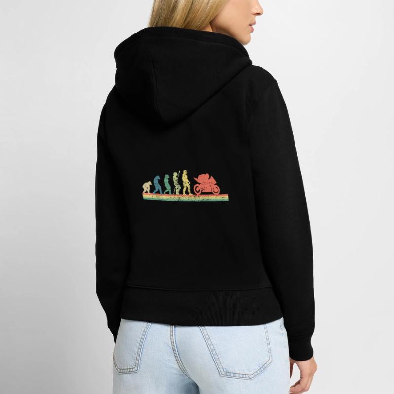 Evolution Motorcycle Gift Women's Premium Organic Zip Hoodie