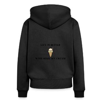 La vie est meilleure avec une idée de cadeau de crème glacée - Sweat à capuche zippé Premium bio Femme - noir - Dos - Julia (174cm)