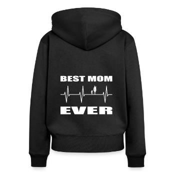 mama - Frauen Premium Bio Zip Hoodie - Schwarz - Hinten - Julia (174cm)