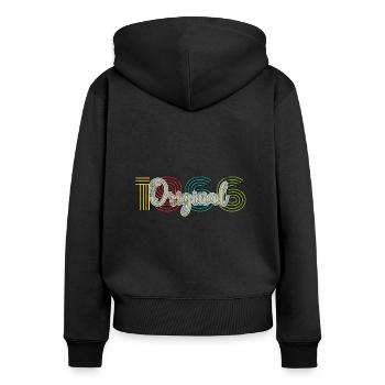 Vintage 1966 - Frauen Premium Bio Zip Hoodie - Schwarz - Hinten - Julia (174cm)