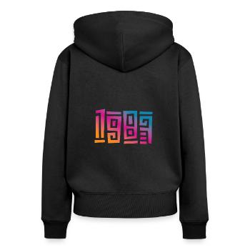 1983 40e anniversaire - Sweat à capuche zippé Premium bio Femme - noir - Dos - Julia (174cm)