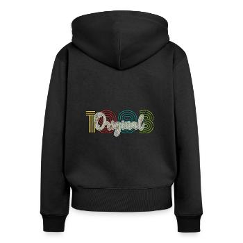 1993 31e anniversaire - Sweat à capuche zippé Premium bio Femme - noir - Dos - Julia (174cm)