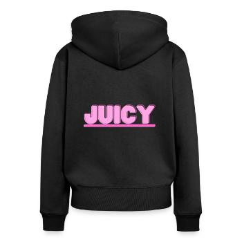 JUICY - Frauen Premium Bio Zip Hoodie - Schwarz - Hinten - Julia (174cm)