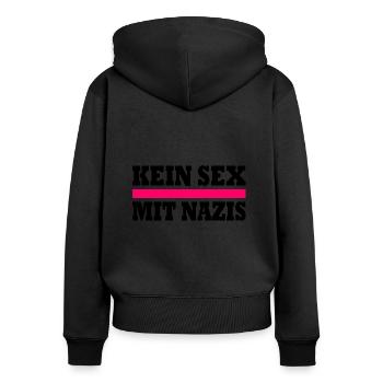 kein sex mit nazis - Frauen Premium Bio Zip Hoodie - Schwarz - Hinten - Julia (174cm)