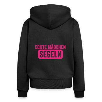 Echte Mädchen Segeln Lustiger Segler Spruch - Frauen Premium Bio Zip Hoodie - Schwarz - Hinten - Julia (174cm)
