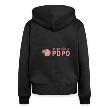 Alles Für'n Popo - Frauen Premium Bio Zip Hoodie - Schwarz - Hinten - Julia (174cm)