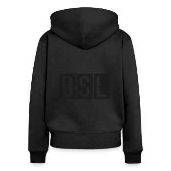 Bâle - Sweat à capuche zippé Premium bio Femme - noir - Dos - Julia (174cm)
