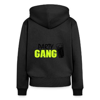Party Gang - Frauen Premium Bio Zip Hoodie - Schwarz - Hinten - Julia (174cm)