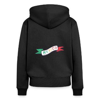 Drapeau du Mexique - Sweat à capuche zippé Premium bio Femme - noir - Dos - Julia (174cm)