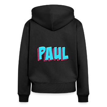 Namen Motiv: Paul - Frauen Premium Bio Zip Hoodie - Schwarz - Hinten - Julia (174cm)