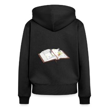 Je ne suis pas apprivoisé dit le renard - Sweat à capuche zippé Premium bio Femme - noir - Dos - Julia (174cm)