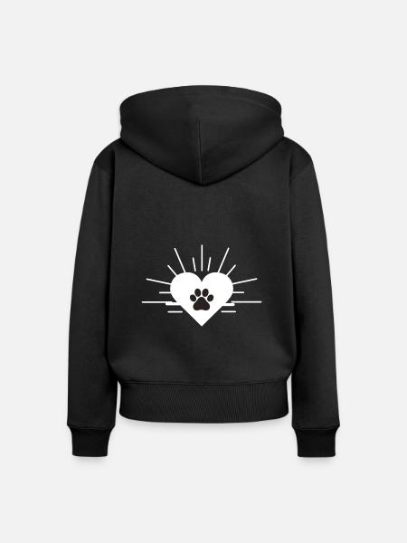 Herz mit Hundepfote - Frauen Premium Bio Zip Hoodie - Schwarz