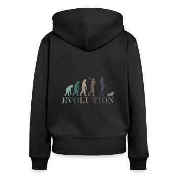 CORGI EVOLUCIA FEMME - Sweat à capuche zippé Premium bio Femme - noir - Dos - Julia (174cm)