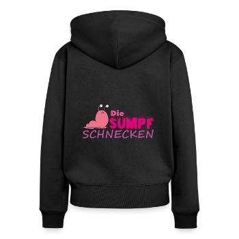 Muddy run shirt mud Lauf Matsch Schnecken obstacle - Frauen Premium Bio Zip Hoodie - Schwarz - Hinten - Julia (174cm)