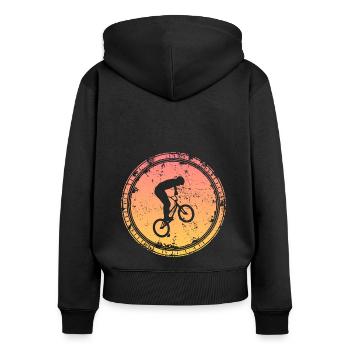 BMX Rider Jeunes BMX Vélo Enfants - Sweat à capuche zippé Premium bio Femme - noir - Dos - Julia (174cm)