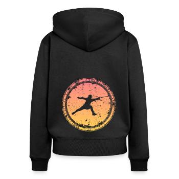 Fechten Fechter Fencer Fechtsport - Frauen Premium Bio Zip Hoodie - Schwarz - Hinten - Julia (174cm)