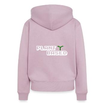Plant Based Pixel - Vegan - Frauen Premium Bio Zip Hoodie - Altrosa - Hinten - Julia (174cm)