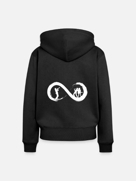 Musik bis ins Unendliche - Frauen Premium Bio Zip Hoodie - Schwarz