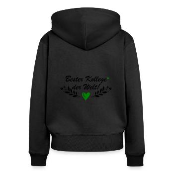 Bester Kollege der Welt - Frauen Premium Bio Zip Hoodie - Schwarz - Hinten - Julia (174cm)