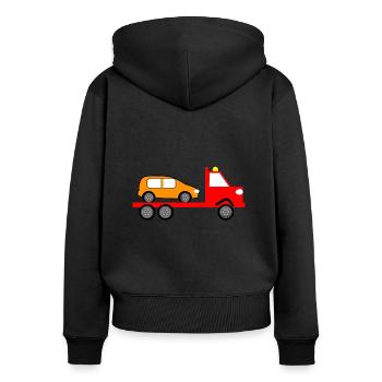 Truck - Frauen Premium Bio Zip Hoodie - Schwarz - Hinten - Julia (174cm)