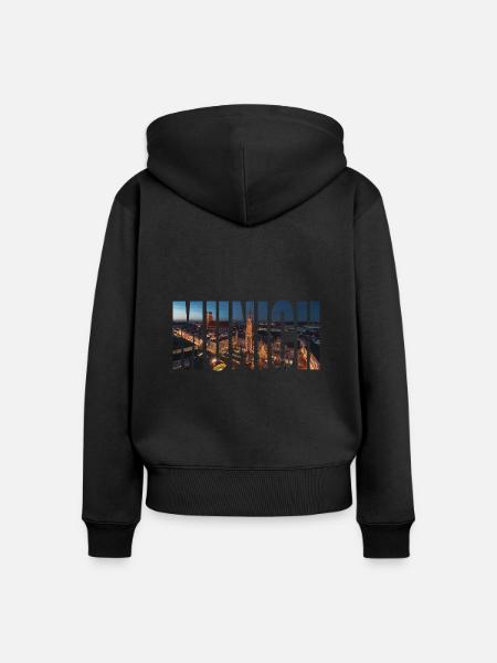 MUNICH SKYLINE NIGHT München - Frauen Premium Bio Zip Hoodie - Schwarz