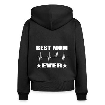 Mama - Frauen Premium Bio Zip Hoodie - Schwarz - Hinten - Julia (174cm)
